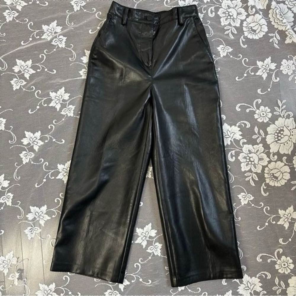 Aritzia Babaton Black Vegan Leather Coney Pant Sz 00